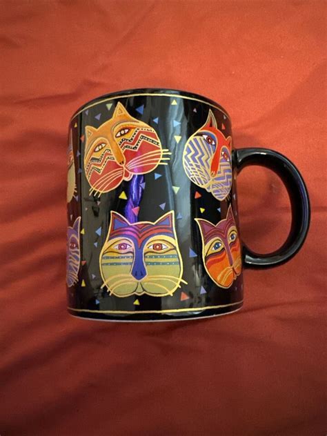 Laurel Burch Tribal Cat Faces Red Black Cup Mug Wine Things Unlimited