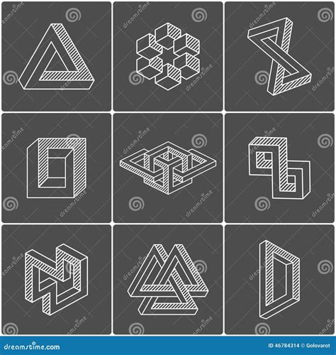 Optical Illusion Shapes Vector Elements Stock Vector Illustration Of