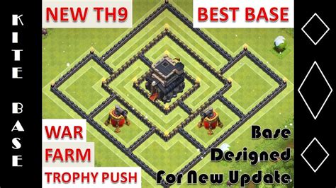 Clash Of Clans New Town Hall 9 Th 9 War Farm Trophy Base Kite