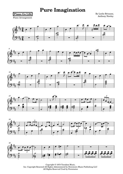 Pure Imagination Arr Piano Go Life By Mormon Tabernacle Choir Sheet