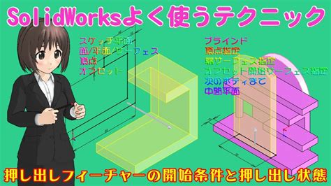 SolidWorksよく使うテクニック 押し出しフィーチャーの開始条件と押し出し状態 YouTube