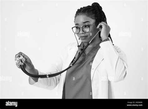 Portrait Of Happy African American Nurse Or Doctor Woman With