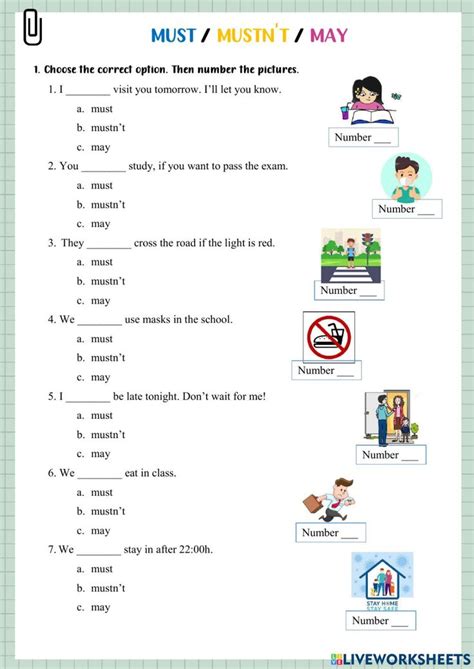 Modal Verbs Must Mustn T May Interactive Worksheet Simple Past