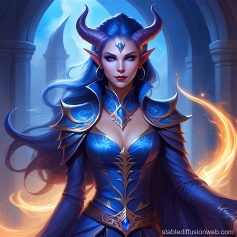 Blue Tiefling Paladin: A Female Vampire's Story | Stable Diffusion Online