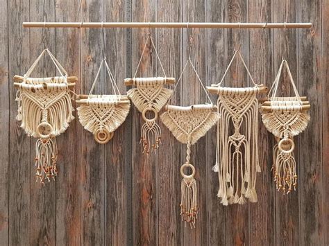 Small Macrame Wall Hanging Boho Macrame Tapestry Boho Wood Macrame Boho