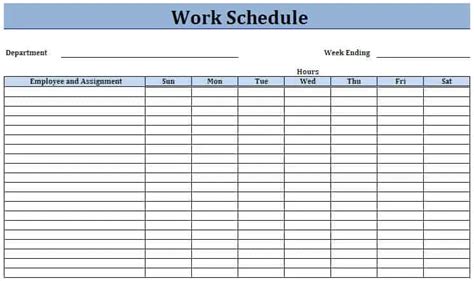 Work Schedule Templates Word Excel Formats