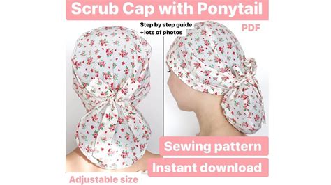 Scrub Cap With Ponytail Pattern Scrub Cap Printable Sewing Pattern