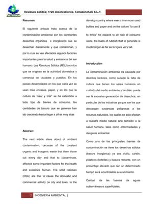 An Lisis A Partir De Una Clasificaci N De Residuos S Lidos Pdf