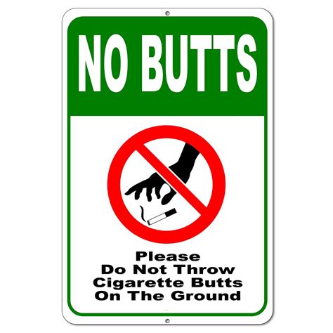 Amazon No Cigarette Butts Sign 8x12 Aluminum Do Not Throw Away