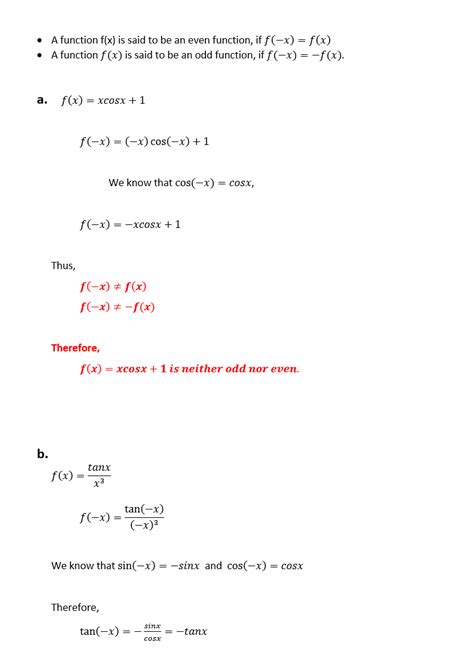 [solved] 1 Use Algebra To Determine Whether Each Function Is Even Odd