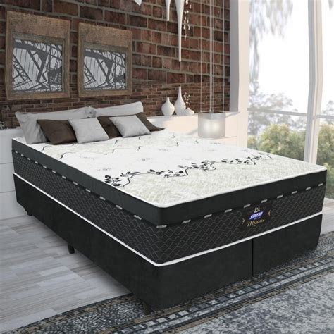 Cama Box Queen Molas Ensacadas Gazin Altura Diamantes Pontofrio