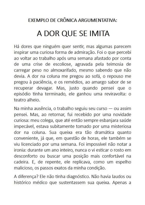 Exemplo De Cronica Argumentativa - Exemplo de Crônica Argumentativa: A Dor que se Imita | Cronica ...