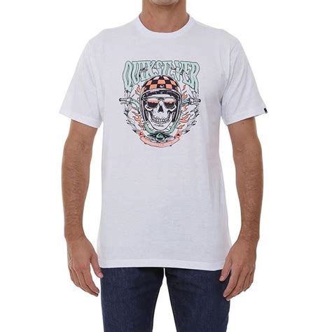 Camiseta Quiksilver Biker Skull Masculina Branco Camisa E Camiseta