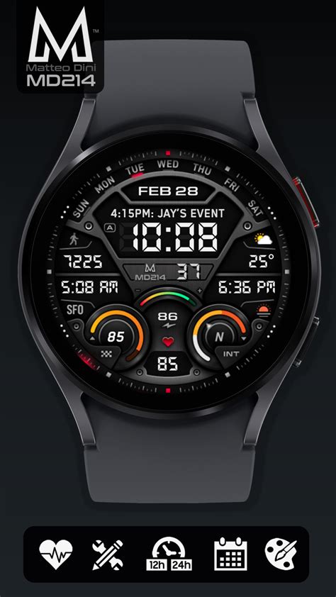 Md214 Digital Watch Face Matteo Dini Md Wear Os Tizen