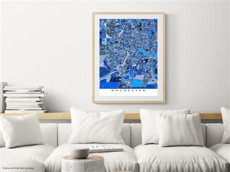 Rochester Ny Map Print And Blue Geometric Rochester Map Art Etsy