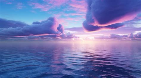 Premium AI Image | A sunset over the ocean with a pink and purple sky