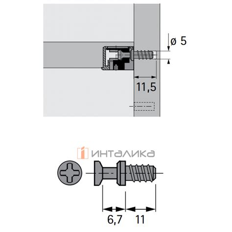 Дюбель ввинчиваемый HETTICH DU 321, TWISTER, L 6.7 | 11мм, Ø 5мм ...