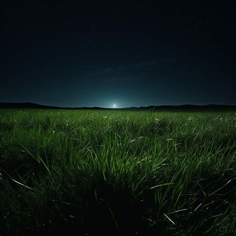 Premium Ai Image Nocturnal Serenity Minimalist Grassland Night