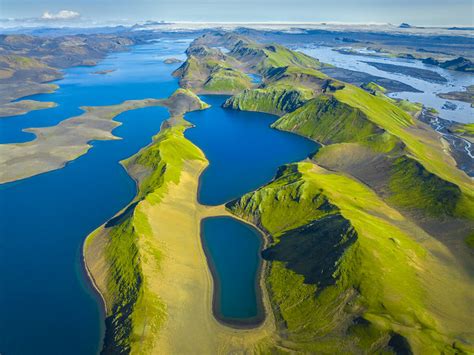 Lake Langisjór Blue Glacial Lakes Landmannalaugar Iceland Highlands