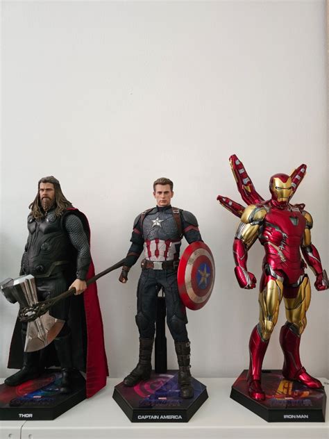SET OF 3 Hot Toys Movie Masterpiece Marvel Comics Avengers Endgame Trinity Thor Captain America