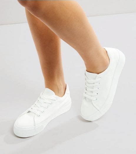 White Lace Up Platform Trainers New Look White Platform Sneakers