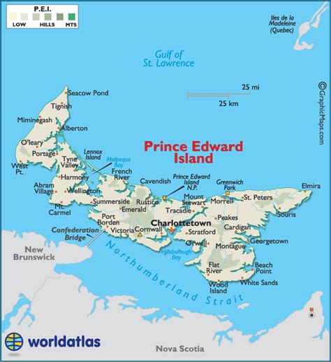 Prince Edward Island Canada Large Color Map