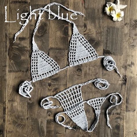 Hecho A Mano Crochet Micro Bikini G Thong String Beach Micro Swimwear Sexy Lencería Conjuntos