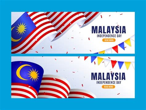 Free Vector | Realistic horizontal banner template for malaysia independence day celebration