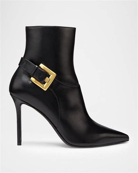 Balmain 85mm Buckle Leather Ankle Booties In Black Lyst