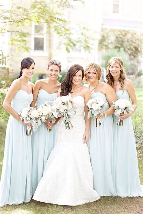 Strapless Light Blue Bridesmaid Dresses