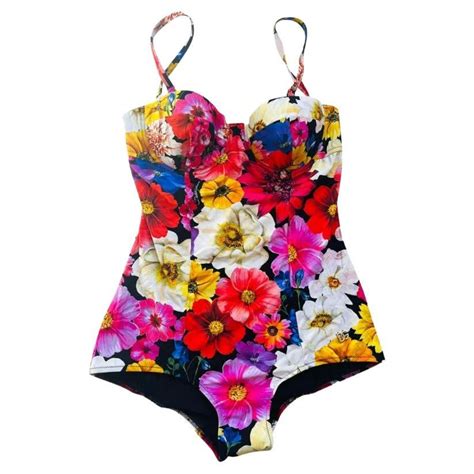 Dolce And Gabbana Multicolor Pink Floral Swimsuit Swimwear Beachwear Bikini For Sale At StDibs
