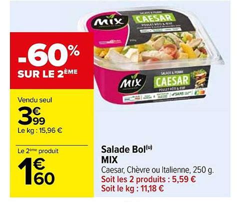 Promo Salade Bol Mix Chez Carrefour Icatalogue Fr