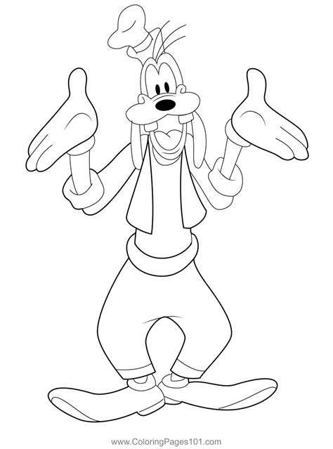 Happy Goofy Coloring Page For Kids Free Goofy Printable Coloring