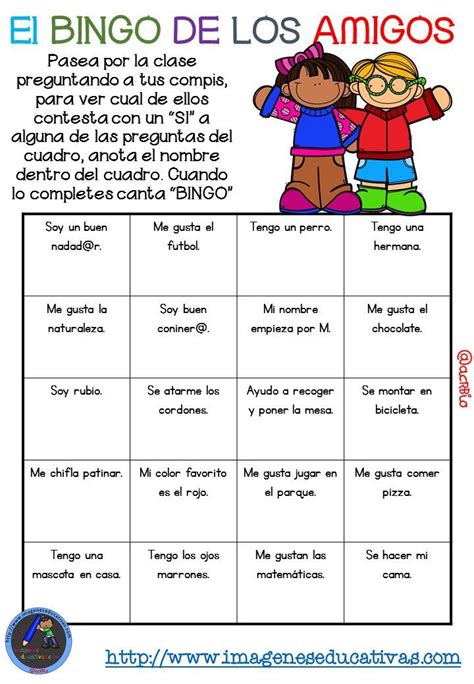 Actividad Para Los Primeros Días De Clase “el Bingo De Los Amigos” Primer Dia De Clases