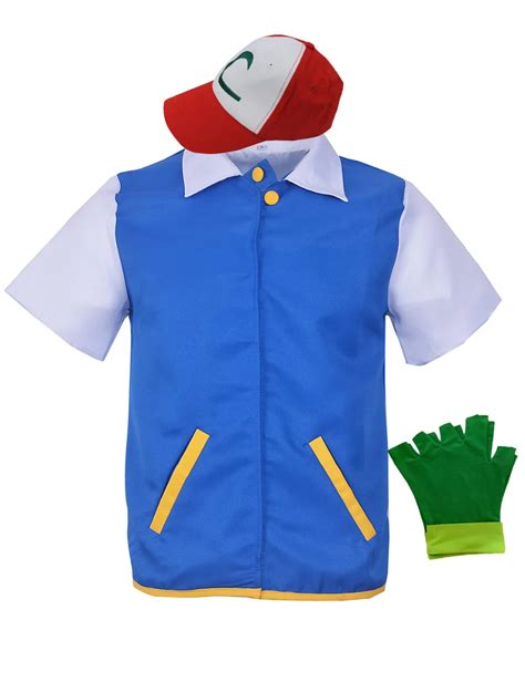 High Quality Unisex Adult Pokemon Ash Ketchum Costume Cosplay Halloween Costume Blue Jacket