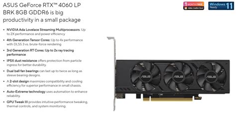 Asus Silently Lists Rtx 4060 Low Profile R Sffpc