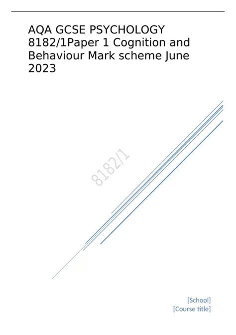 Ib Psychology Paper 1 Mark Scheme 3