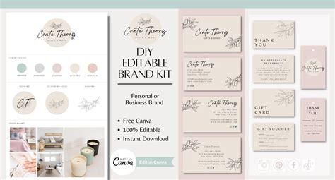 Branding Kit, 50 Templates, Logo, Cards, Social Media Kit, DIY Fully ...