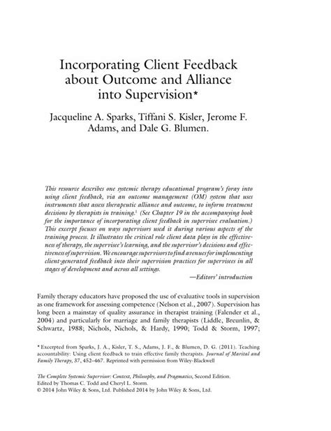 PDF Incorporating Client Feedback About Outcome And 3 And The