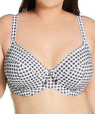 Elomi Grey Marl Checkmate Underwire Plunge Bikini Swim Top Us E Uk