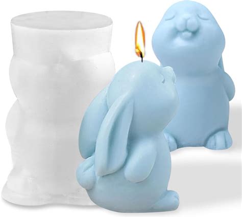 Amazon 3D Rabbit Candle Silicone Molds Easter Bunny Resin Casting