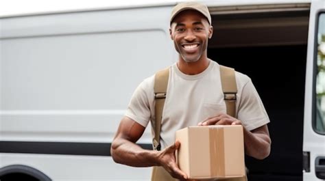 Premium Photo Delivery Man Holding Box Holding Cardboard Box