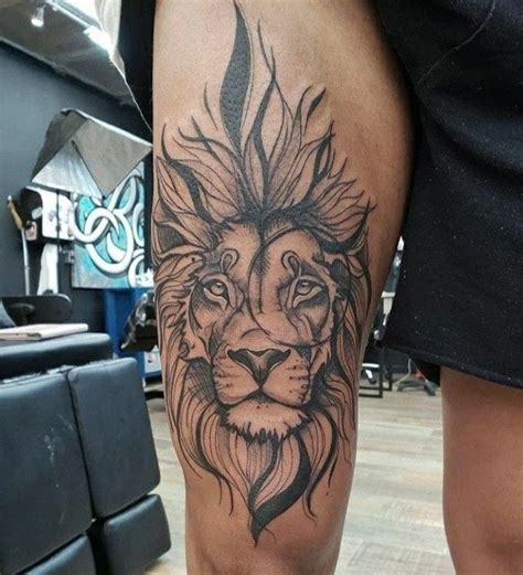 Pin On Meus Pins Salvos Lion Head Tattoos Lion Tattoo On Thigh Mens