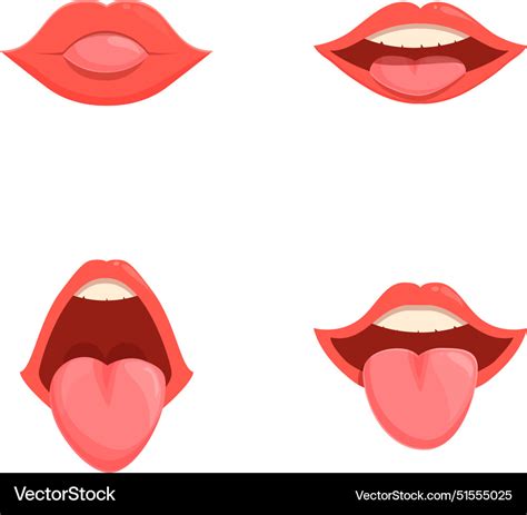 Set of cartoon lips expressions Royalty Free Vector Image