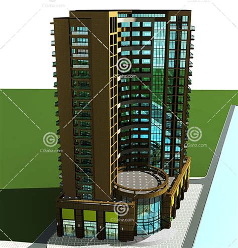 横排的独栋高层住宅3d模型下载 Cg爱好者网免费cg资源ae模板3d模型分享平台