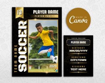 Editable Soccer Trading Cards Template Personalized Diy Sport Card