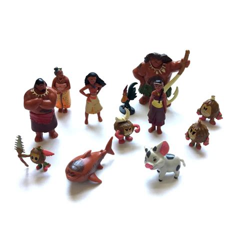 New 12Pcs/Set Moana Model Toys Anime Moana Waialiki Maui Heihei Pig ...