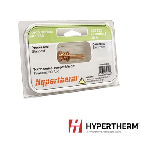 Genuine Hypertherm 420132 AIR T30 Electrodes 5 Pack 30A Powermax 30 AIR