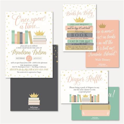 Book Themed Baby Shower Invitation Suite Template Shower Invitation Package, Bundle, Invitation ...