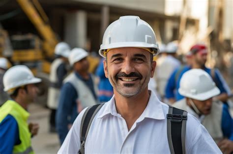 Premium Ai Image Joyful Team Of Construction Workers At Work